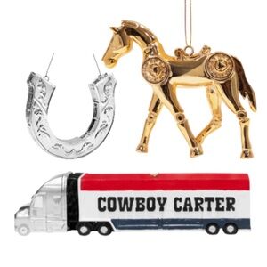 Beyonce Cowboy Carter Christmas Ornament Set Horse Truck Horseshoe PRESALE